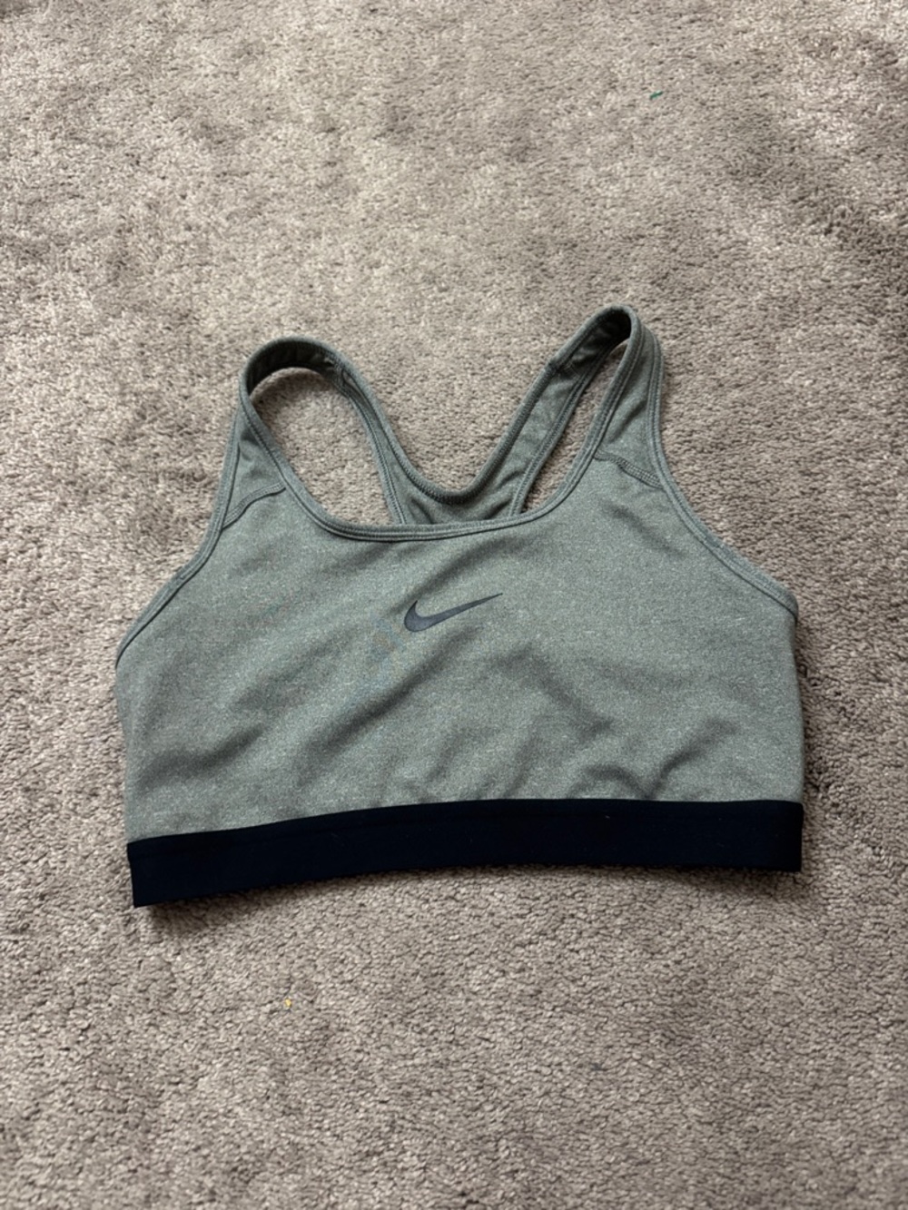 Nike Gray Dri Fit Sports Bra Racerback Athletic Training Medium Support SIZE M